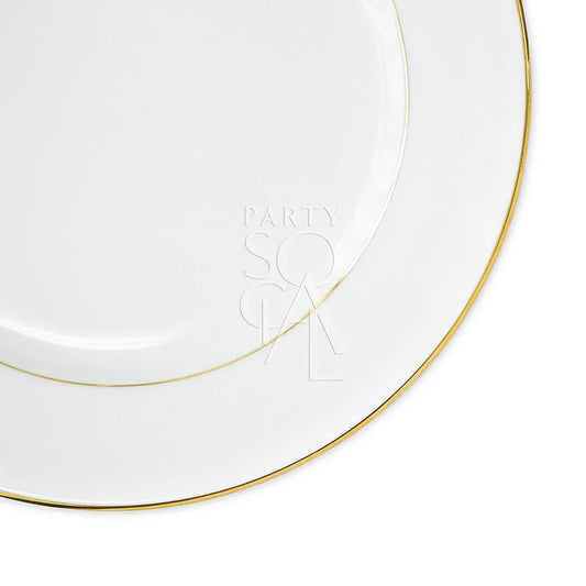 Modern China with Gold Rim Plate, perfect for premium events, part of Party Social's elegant collection. Ideal for weddings and special occasions.
