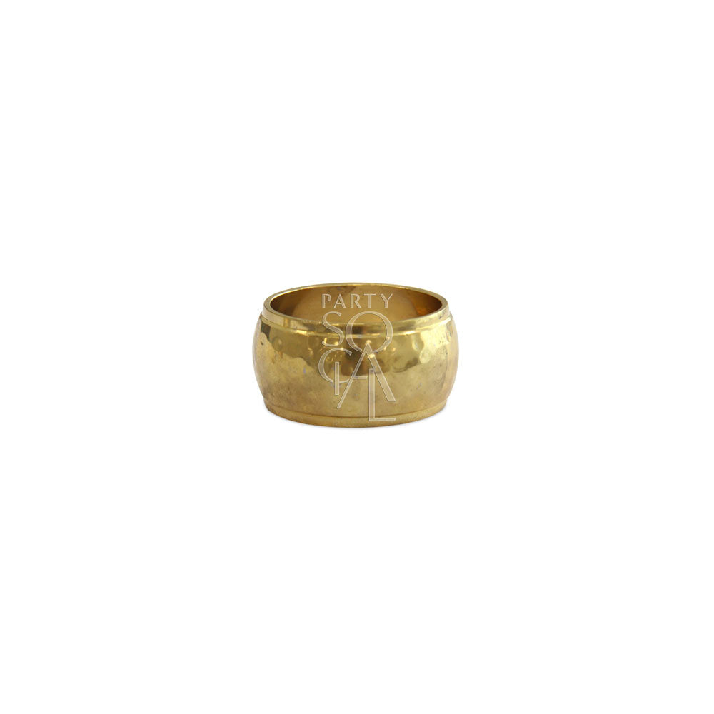 Hammered dome gold napkin ring, perfect for enhancing tablescapes at events.