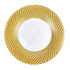 Gold basket weave charger plate with a white center, perfect for enhancing any table setting. Ideal for weddings and special occasions. Diameter: 33 cm.