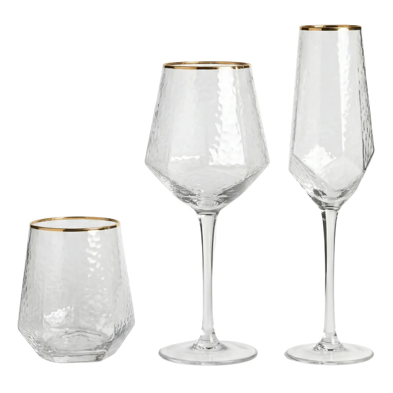 Geometric Gold Rim Glassware Collection