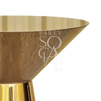 Gold Mirror Cocktail Table perfect for versatile events, reflecting elegance and adaptability in party settings. Ideal for weddings, dinner parties, and special occasions.