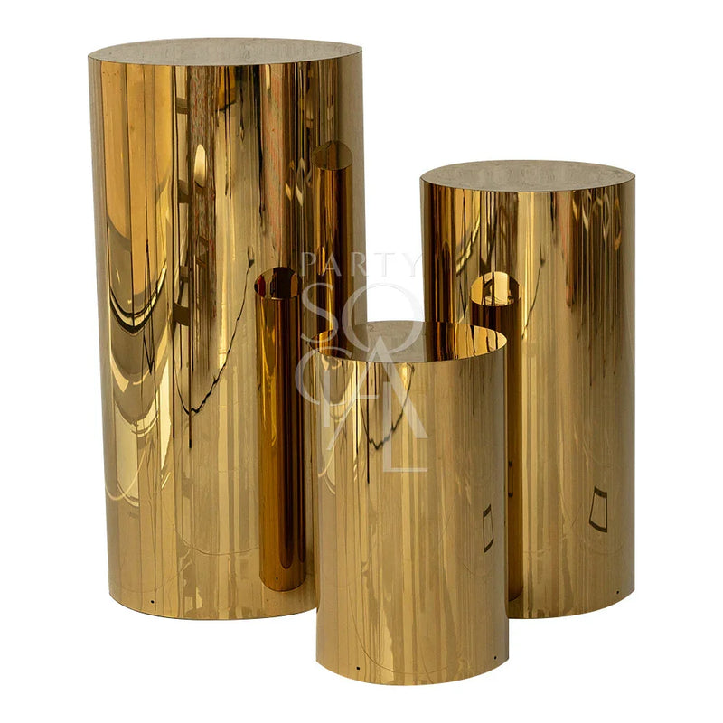Gold Mirror Round Podium