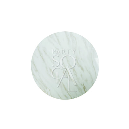 Gold Wire Cocktail Table with a white marble top, ideal for versatile event settings. The design features a sleek, circular surface on a sturdy gold wire base.