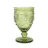 Green Vintage Floral Goblet with hobnail pattern, faceted stem, and decorative foot, perfect for enhancing modern or casual table settings at events or dinner parties.