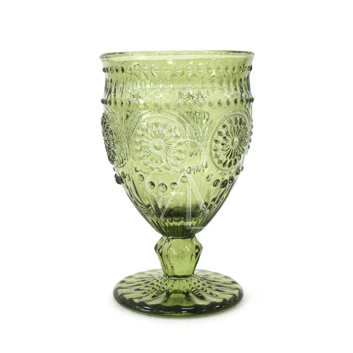 Green Vintage Floral Goblet