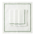 Green Lined Pure Linen Dinner Napkin Set of 4, featuring crisp white linen with narrow green borders, neatly stacked, ideal for elegant dining and events.