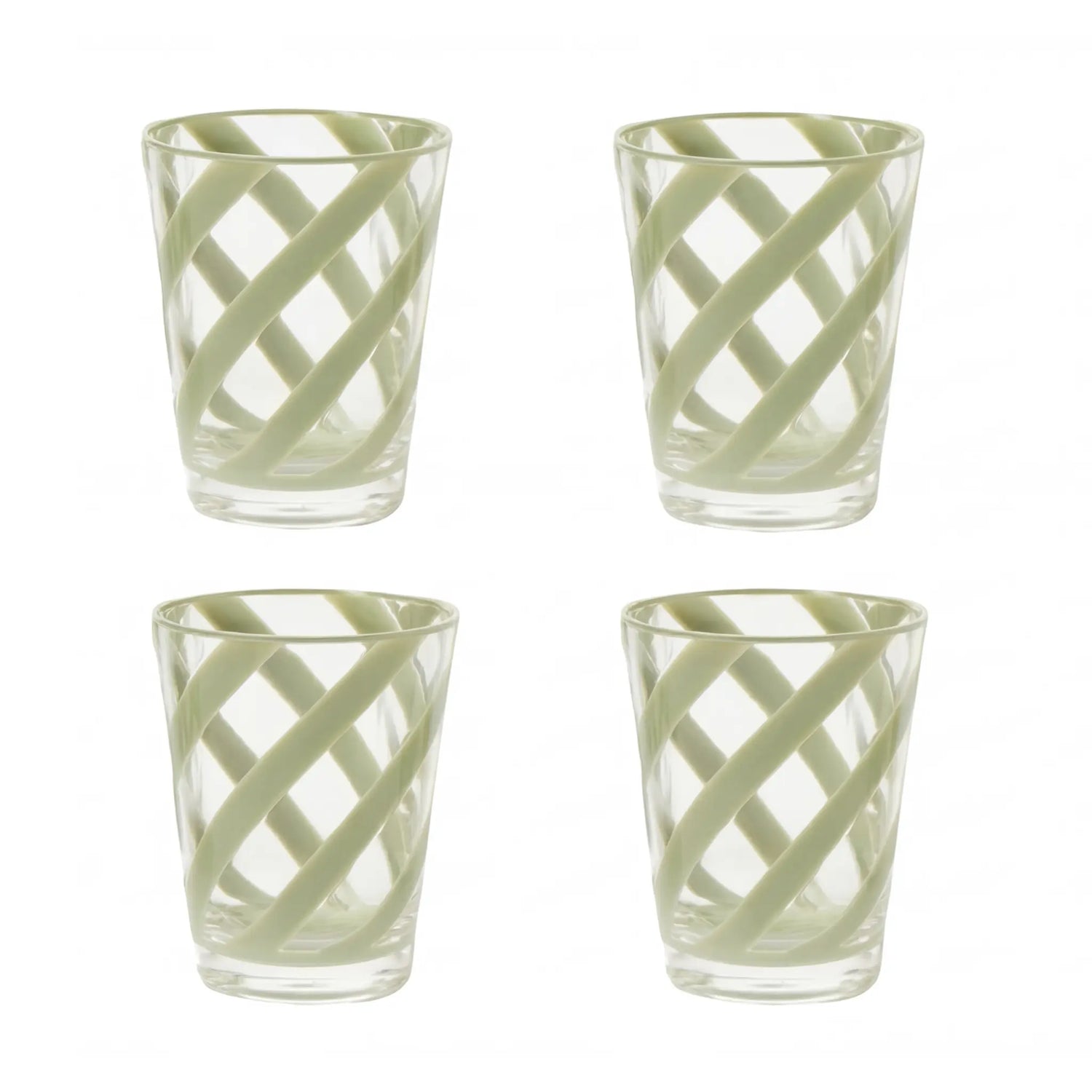 Set of four Green Spiral Colored Acrylic Glasses, featuring a stylish spiral design, ideal for parties and events by Party Social.
