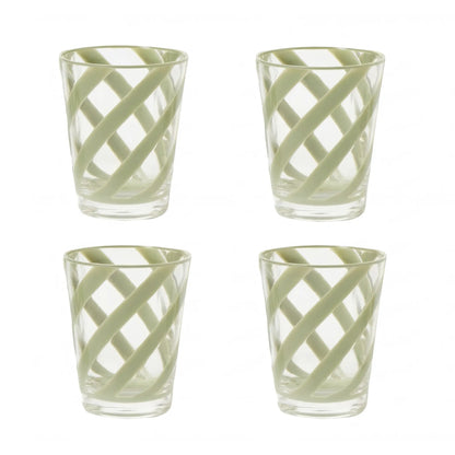 Set of four Green Spiral Colored Acrylic Glasses, featuring a stylish spiral design, ideal for parties and events by Party Social.