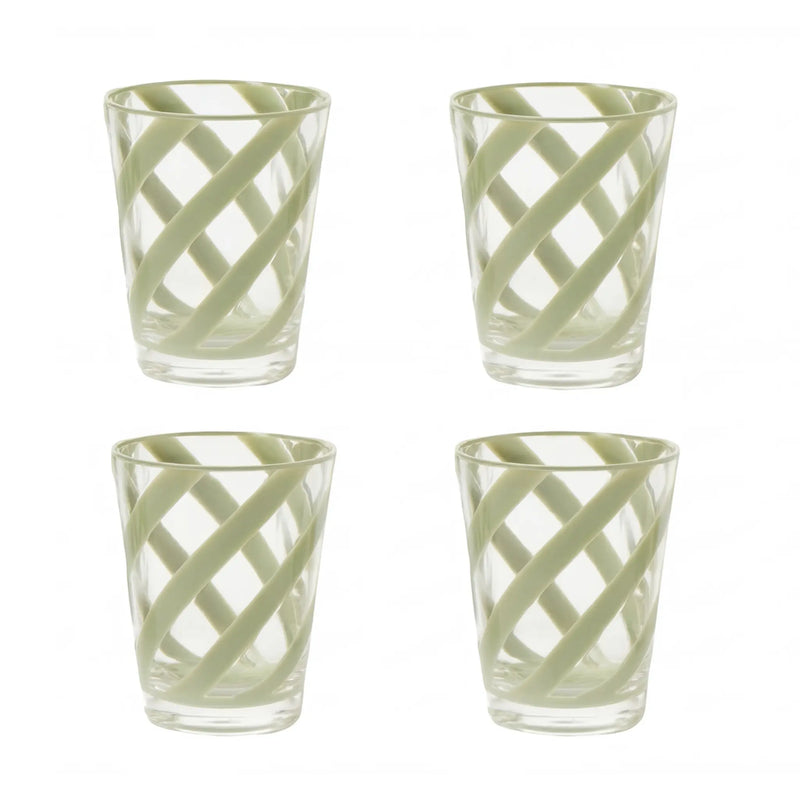 Green Spiral Colored Acrylic Glass - Set of 4