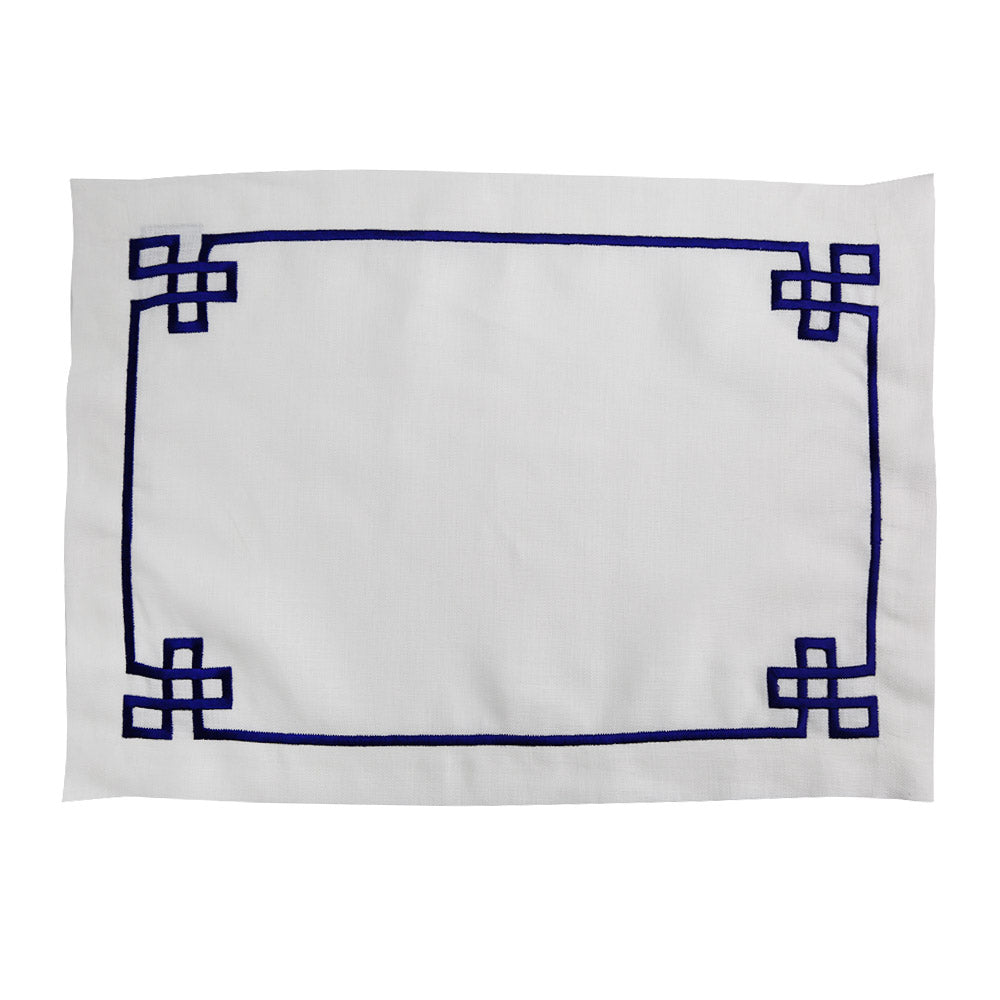 Blue Chinoiserie Pure Linen Placemat - 2 per pack, a stylish table addition made of pure linen fabric.