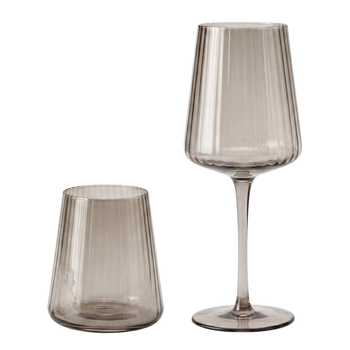 Smoke Grey Lined Glassware Collection