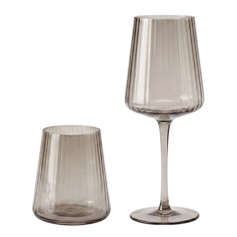 Smoke Grey Lined Glassware Collection