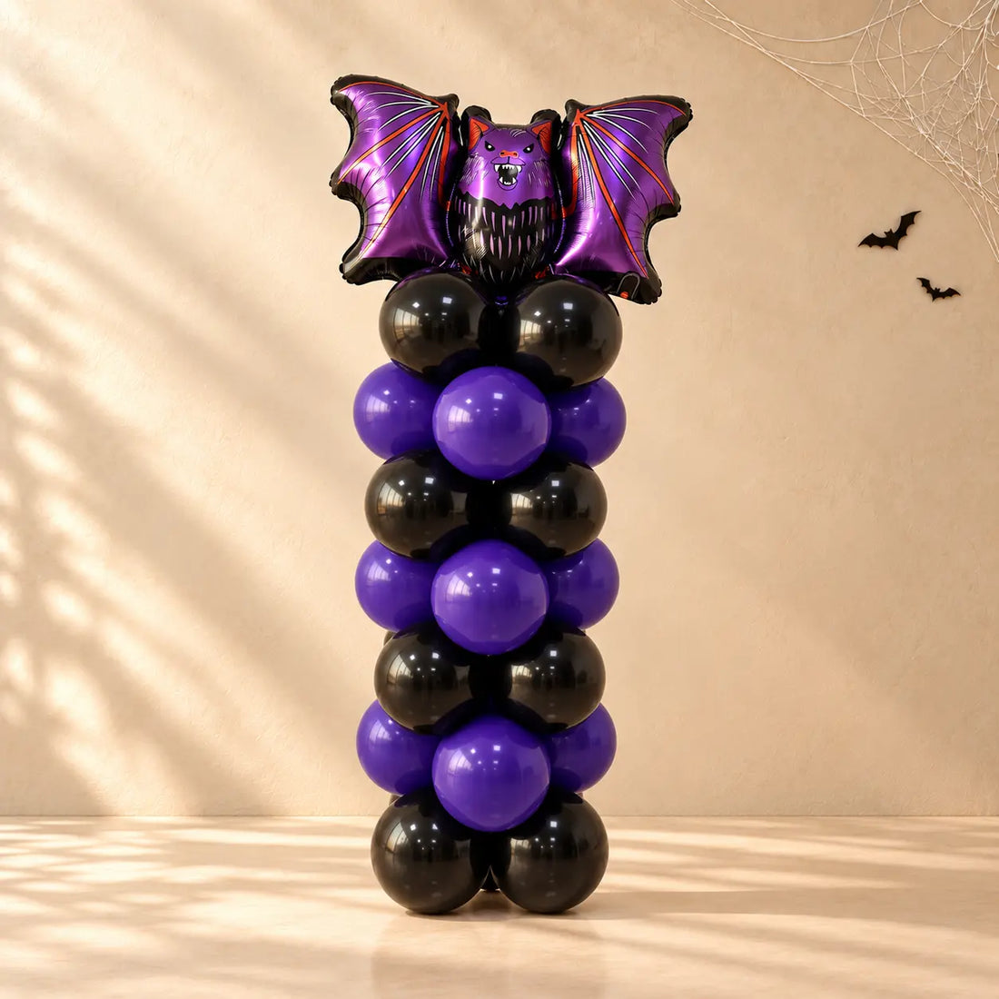 Halloween Bat Balloon Pillar – Purple &amp; Black