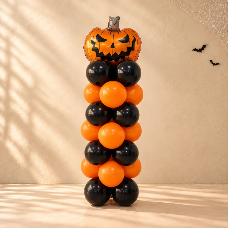Halloween Pumpkin Balloon Pillar – Orange & Black