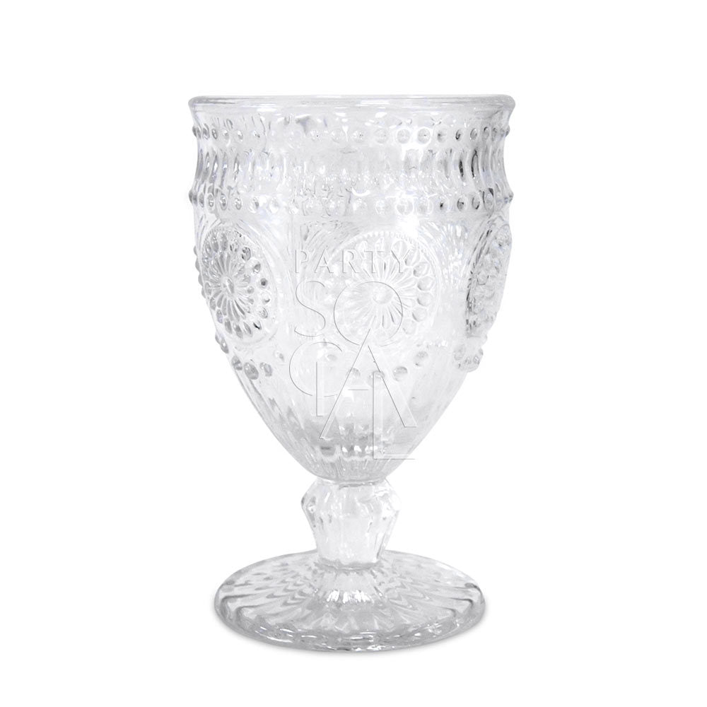 Vintage Floral Goblet with intricate design, perfect for enhancing table settings at events or dinner parties, adding elegance and color to any occasion.