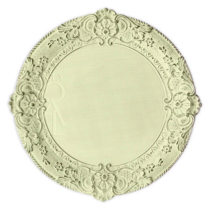 CHARGER PLATE - FLORENTINE ANTIQUE WOOD: A handcrafted, carved design plate ideal for luxurious table settings, reflecting classic Italian craftsmanship.