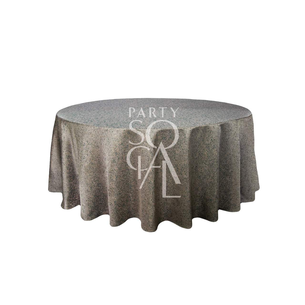 Round tablecloth jacquard on a round table, showcasing intricate design suitable for special occasions, available from Party Social&