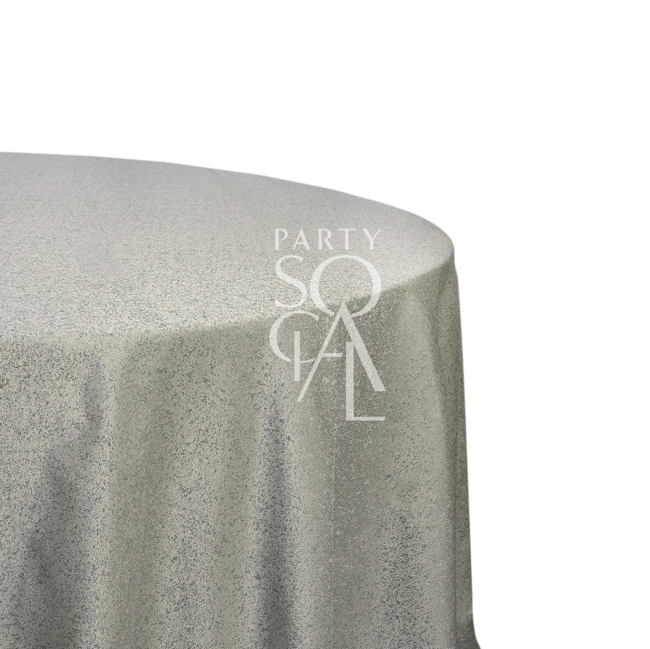 Round Jacquard tablecloth draped over a round table, ideal for enhancing party and event settings with elegance, offered by Party Social.