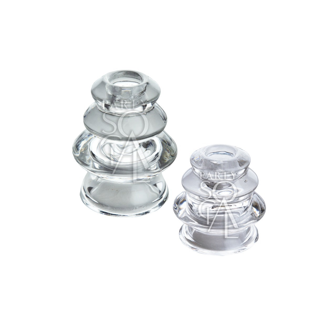 Layered Glass Candle Holder Set of 2, showcasing elegant glass craftsmanship, ideal for premium events; perfect for enhancing sophisticated party decor.