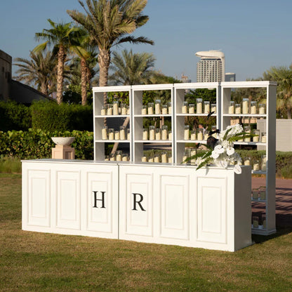 White bar setup with &