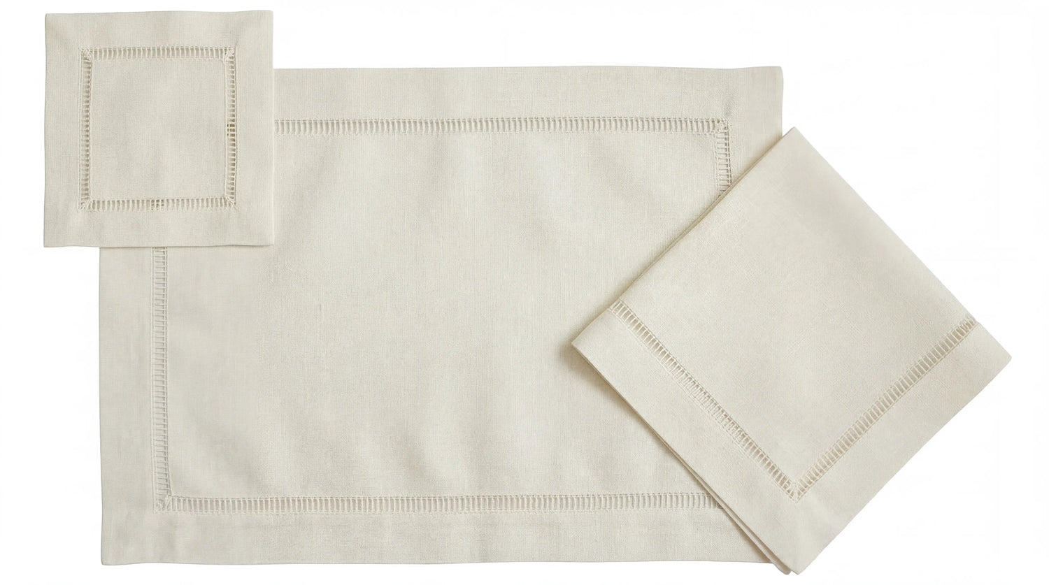Ladder Stitch Pure Linen Dinner Napkin - Set of 2, featuring elegant hem-stitched borders, perfect for enhancing any dining occasion with subtle sophistication.