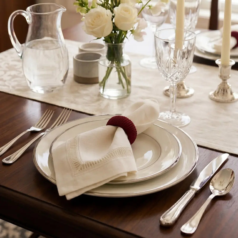 Ladder Stitch Pure Linen Dinner Napkin - Set of 4