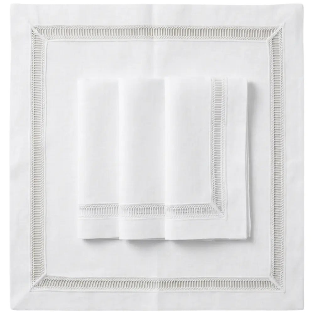 Ladder Stitch Pure Linen Dinner Napkin - Set of 4, featuring hem-stitched borders, elegantly folded for versatile dining settings, ideal for any event or special occasion.