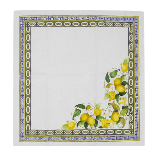 Decorative plate with lemon design and decorative border on a white background