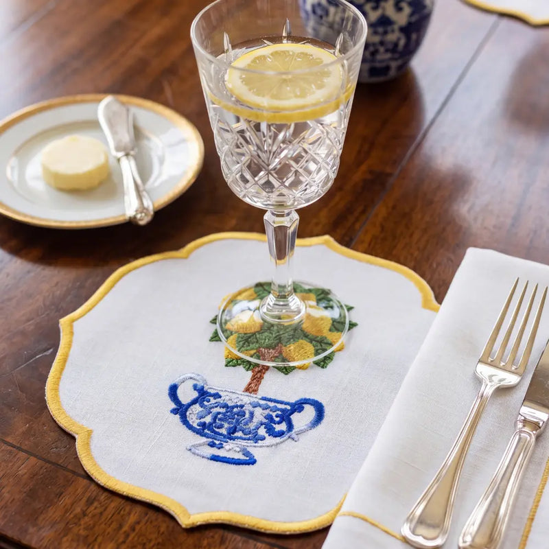 Lemoncello Pure Linen Coaster- 4 per pack