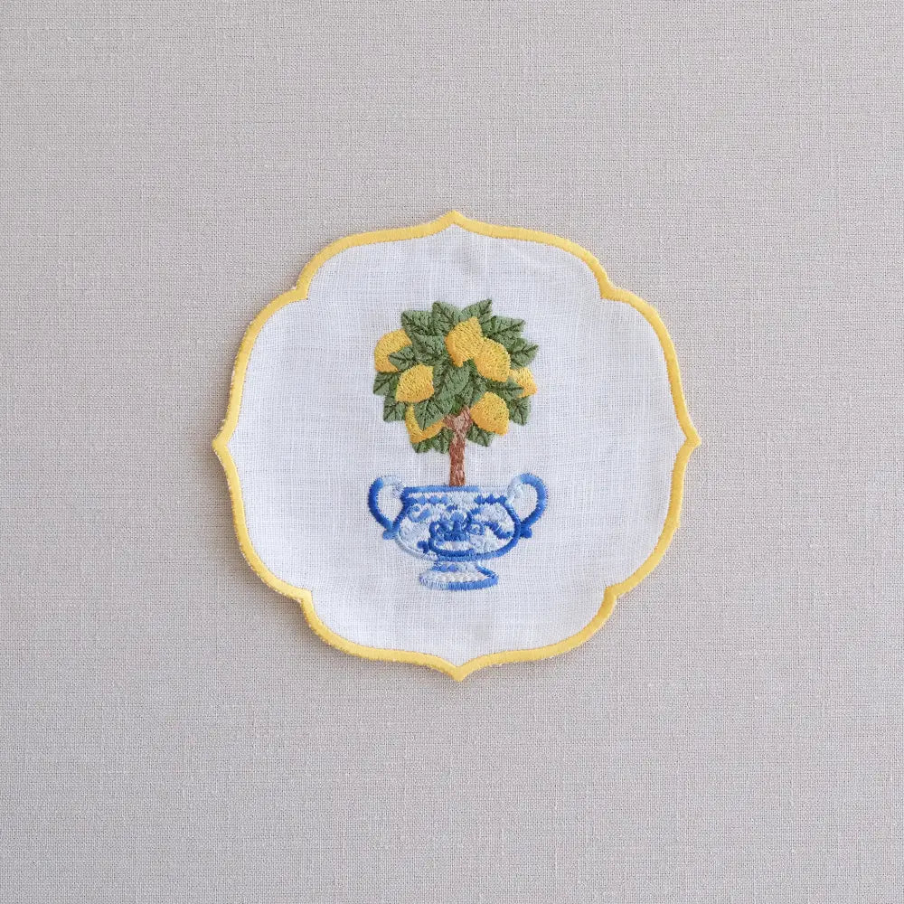Lemoncello Pure Linen Coaster- 4 per pack