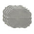 Set of gray placemats with scalloped edge on a white background