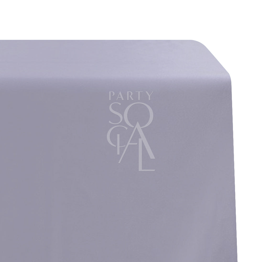 Rectangular satin tablecloth with a logo, suitable for special occasions, offered by Party Social.