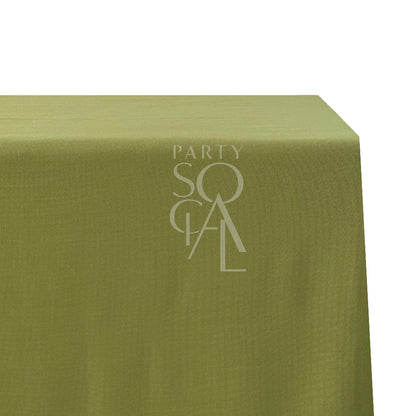 Rectangular tablecloth in cotton linen featuring a subtle logo, ideal for special occasions and events. Suitable for diverse color schemes.