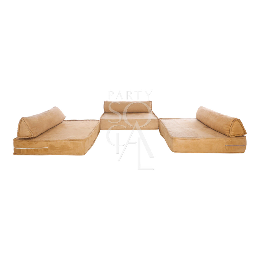 LOUNGE LOW SEATING: A cozy, soft seating option with an Arabic design touch, ideal for enhancing outdoor event settings.