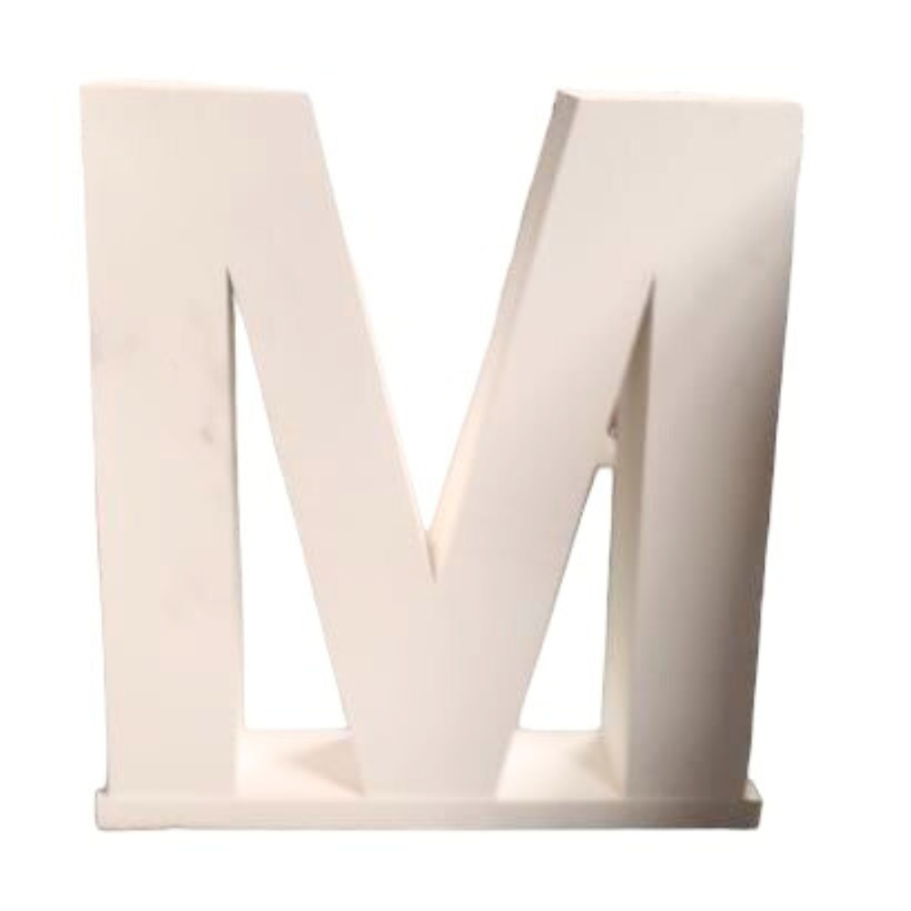 Standing Wood Letter on a stand, ideal for wedding venue decoration or photo opportunities, offered by Party Social for event embellishment.