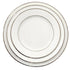 MODERN CHINA SILVER RIM PLATES, stacked set featuring delicate silver trim, ideal for premium events. Available in dinner, soup, and dessert sizes.