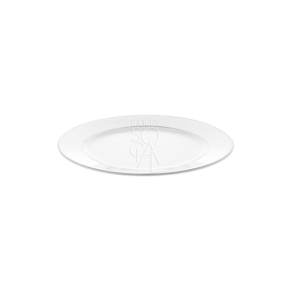 MODERN CHINA SILVER RIM PLATE featuring a sleek design, ideal for upscale events. Perfectly sized for dinner, soup, or dessert, enhancing any elegant table setting.