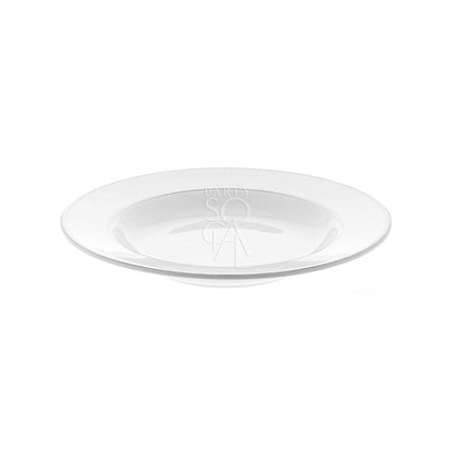 MODERN CHINA SILVER RIM PLATES on a white surface, featuring a subtle design, perfect for premium events and functions. Available in various sizes for versatile use.