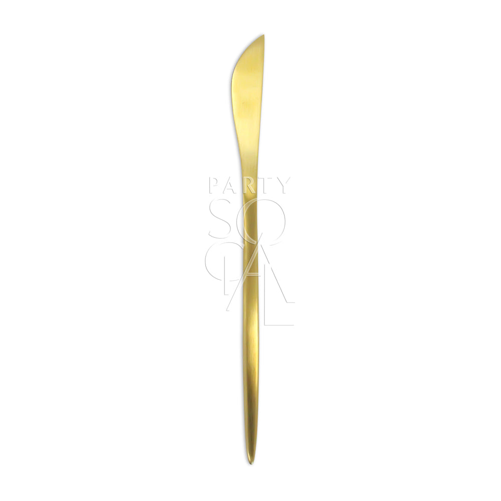 CUTLERY MODERN GOLD knife on display, showcasing its elegant design, ideal for enhancing table settings at parties and events.