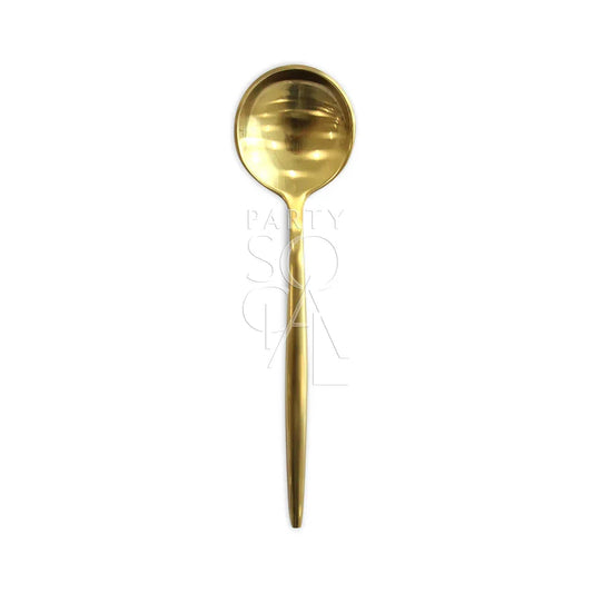 CUTLERY MODERN GOLD: A sleek gold spoon, part of Party Social's stylish tableware collection, ideal for adding elegance to any dining occasion.