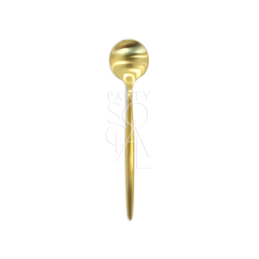 CUTLERY MODERN GOLD: Elegant gold spoon, ideal for adding sophistication to table settings at events or dinners, available at Party Social.