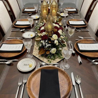 NAPKIN COTTON LINEN elegantly folded on a formal dining table, showcasing Party Social&