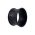 NAPKIN RING- BLACK LINED: A cylindrical, flexible napkin ring with a slight waist, ideal for enhancing elegant tablescapes at events or special occasions.