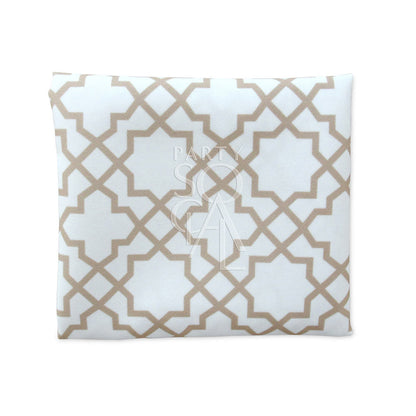 NAPKIN - ARABESQUE POLYCOTTON featuring a white and brown star pattern, perfect for enhancing your Ramadan Iftar table setting with elegance.