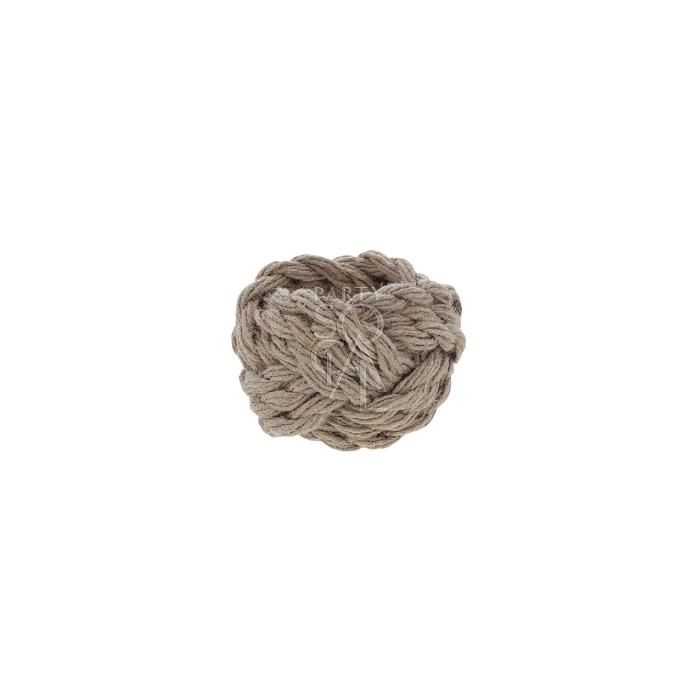 Close-up of the NAPKIN RING - CORDED JUTE ROUND, showcasing its textured rope design, ideal for enhancing any tablescape at events and gatherings.