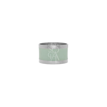 NAPKIN RING - SILVER &amp; AQUA ROUND: A simple round napkin ring designed for versatile table settings, perfect for enhancing any event&