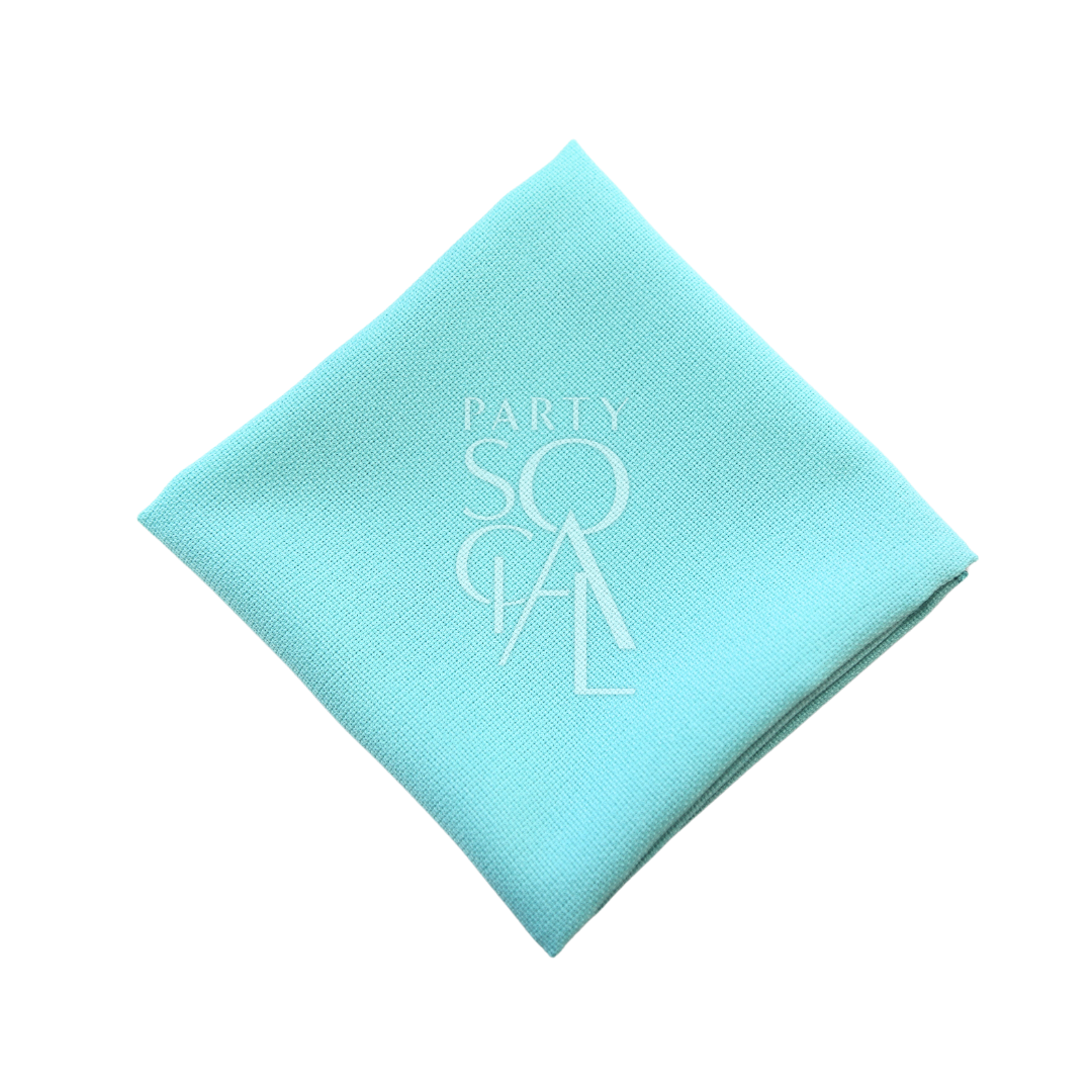 NAPKIN COTTON LINEN featuring a white logo, ideal for personalizing events like weddings or corporate gatherings, crafted for Party Social&