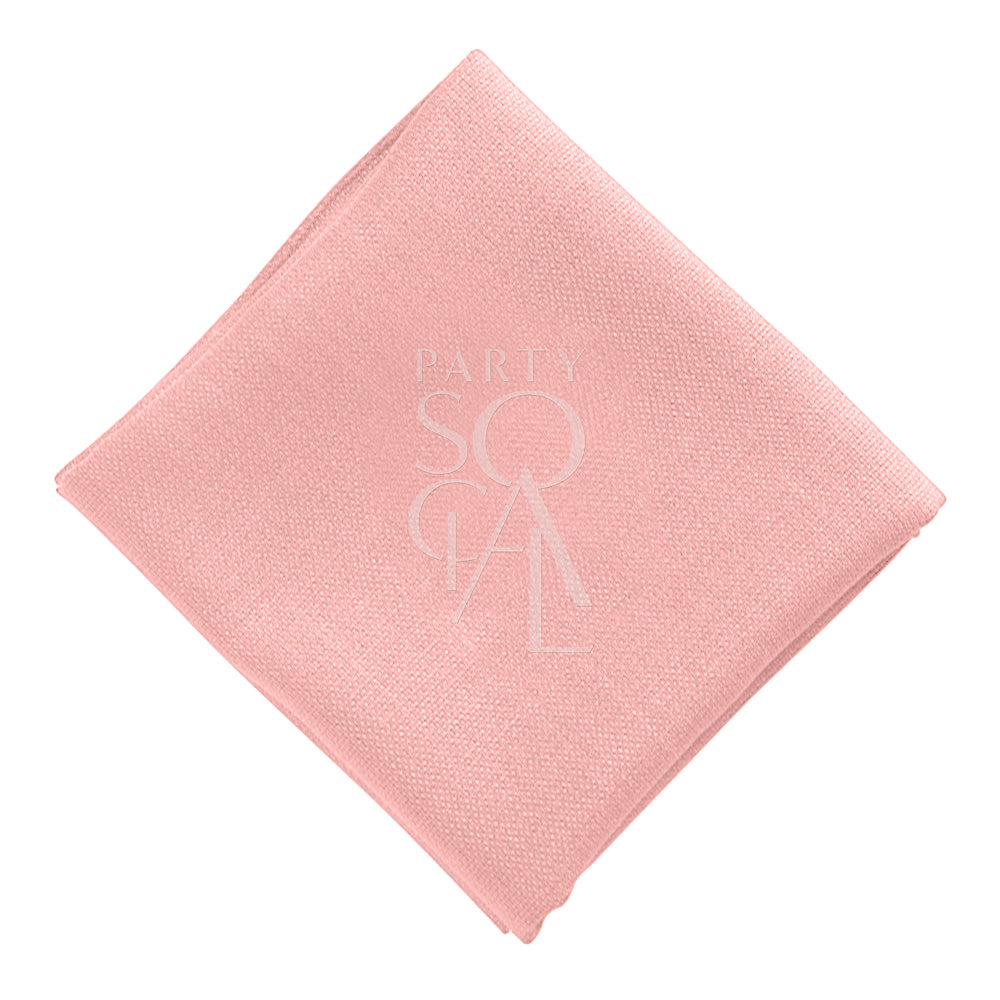 Cotton linen napkin with white logo, perfect for events like weddings or parties. Customizable for personal touches.