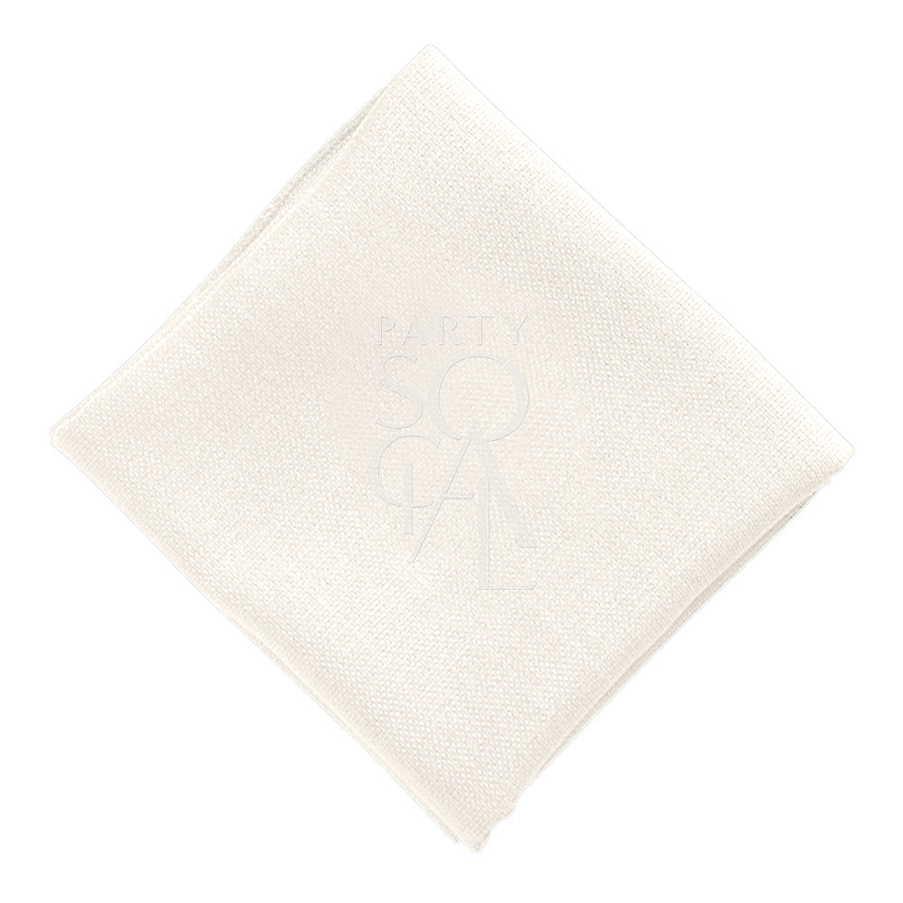 NAPKIN COTTON LINEN featuring a stitched logo on a white napkin, ideal for events such as weddings and corporate gatherings.