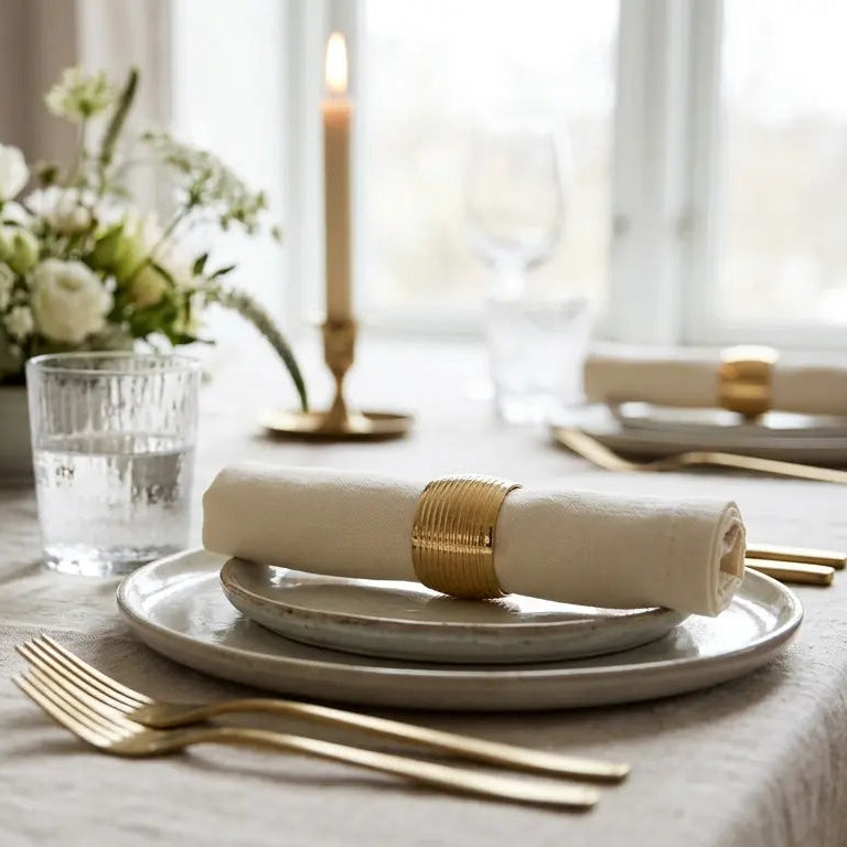 Napkin Ring - Gold Hammered Lined